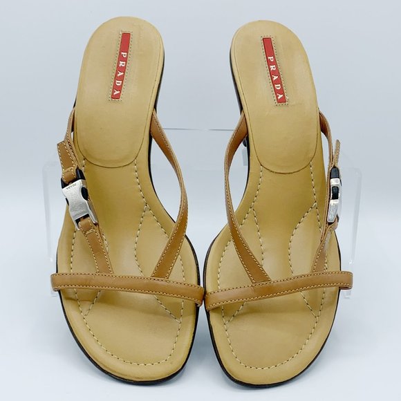 Prada Tan Leather Sandal with 80mm Heel - Picture 2 of 8